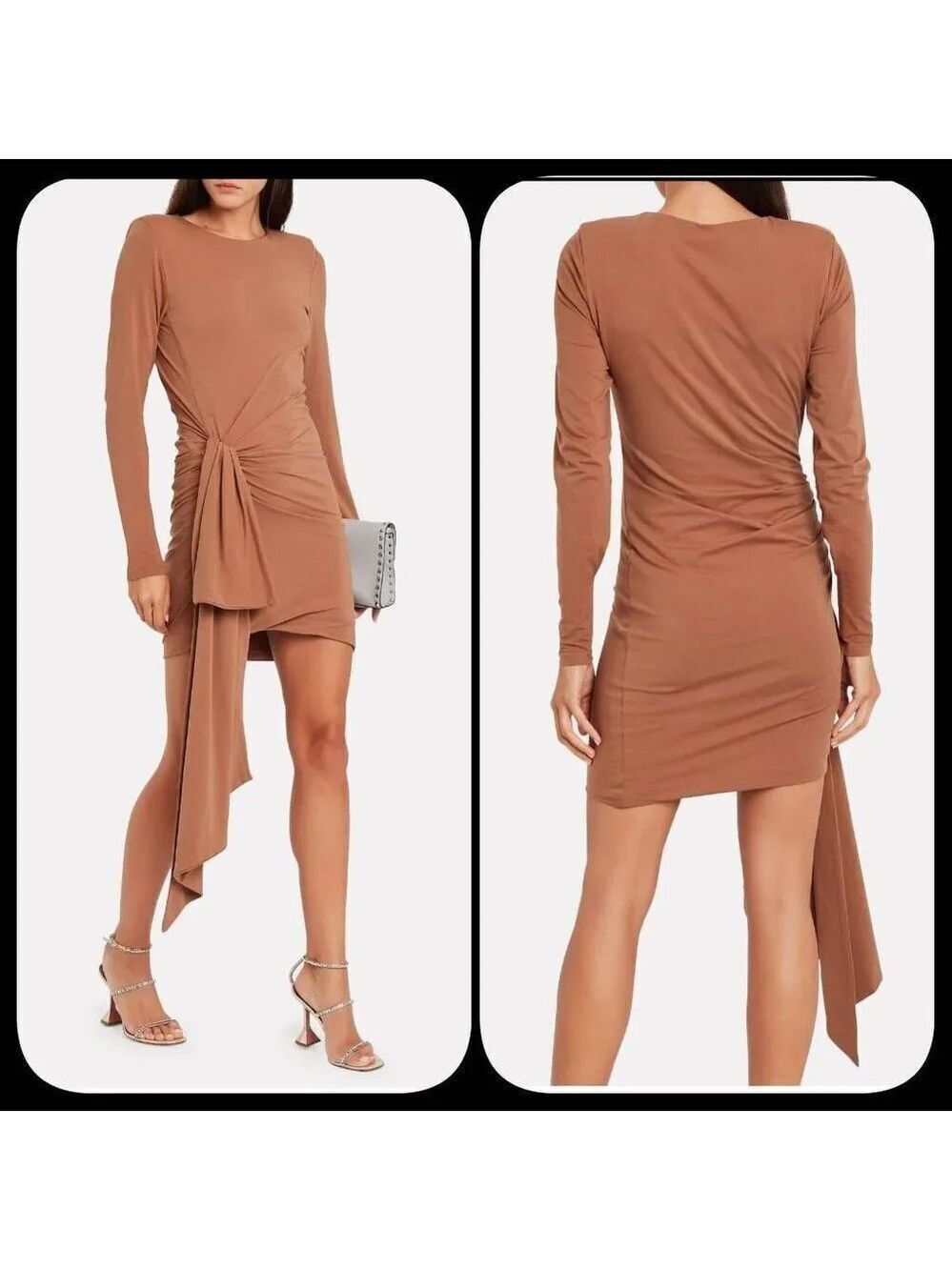 Revolve x Atoir Enemy Lines Draped Jersey Dress Tan XS NWT